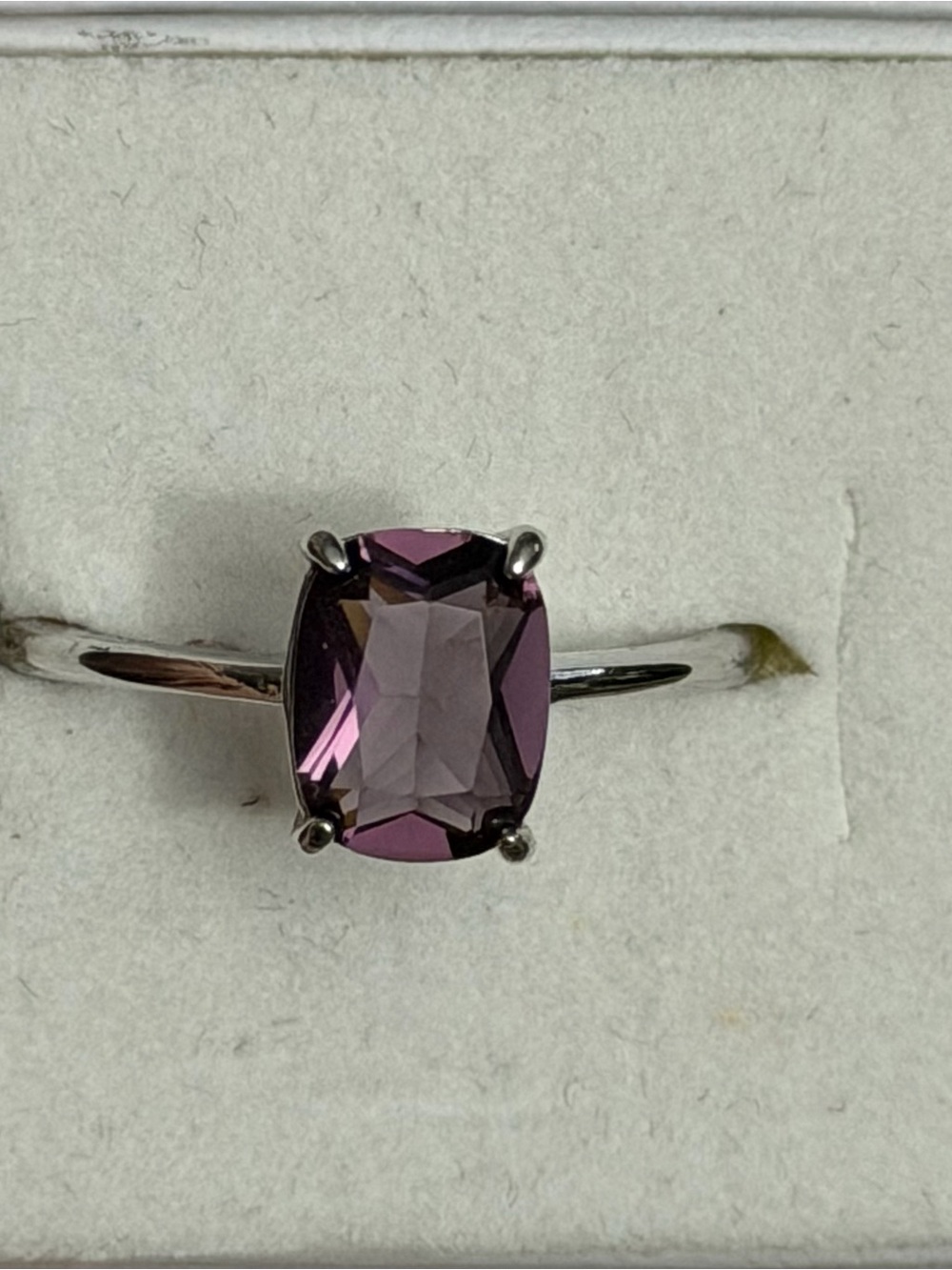 Sterling Silver Purple Cushion-Cut Gemstone Ring